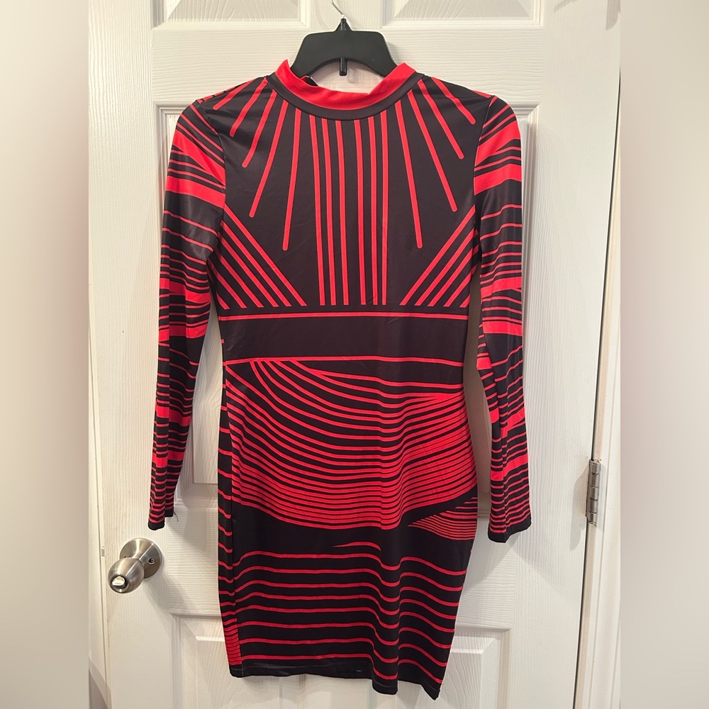 Stylish Red and Black Striped Dress
